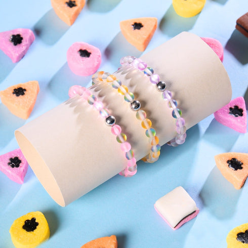 Licorne Violet | Argent | Bracelet de perles de verre sirène